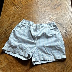 White striped jean shorts